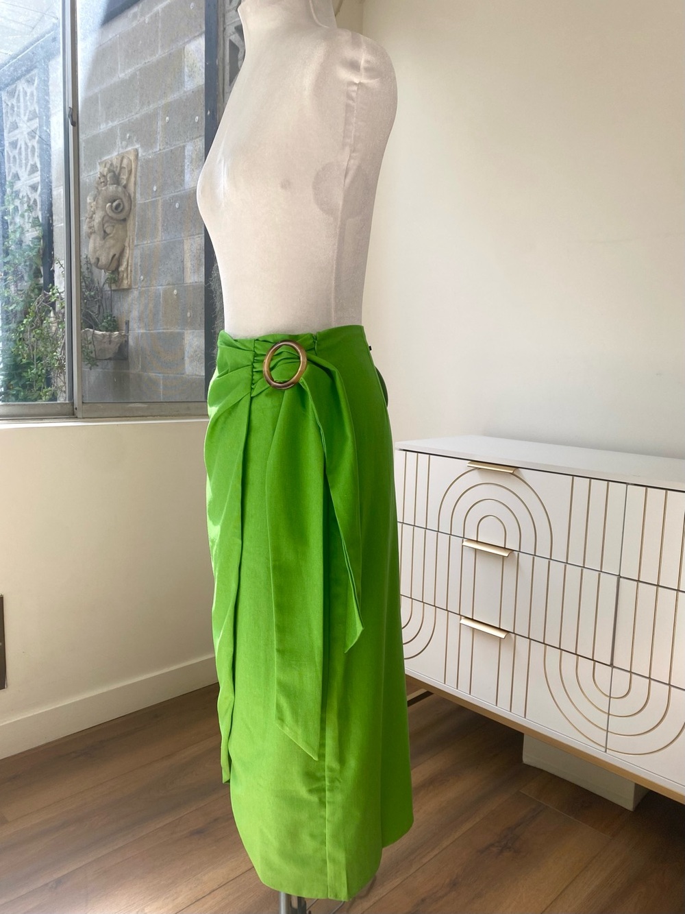 NWT Anthropologie Lost + Wander Ring Buckle Wrap Skirt in Green, Sizes S, M - Picture 4 of 11